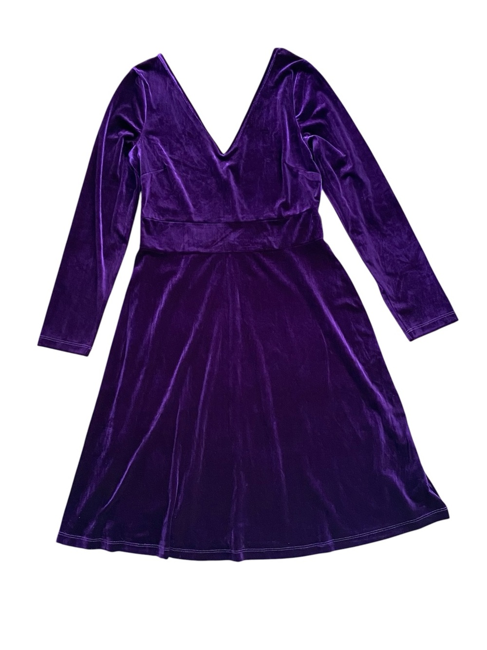Signature Collection Velvet V Neckline Dress Women’s Medium Purple